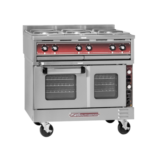 Southbend SE36T-HHH Heavy Duty Range Electric 36 Inch with 3 Hot Tops Thermostatic Controls and TruVection Oven
