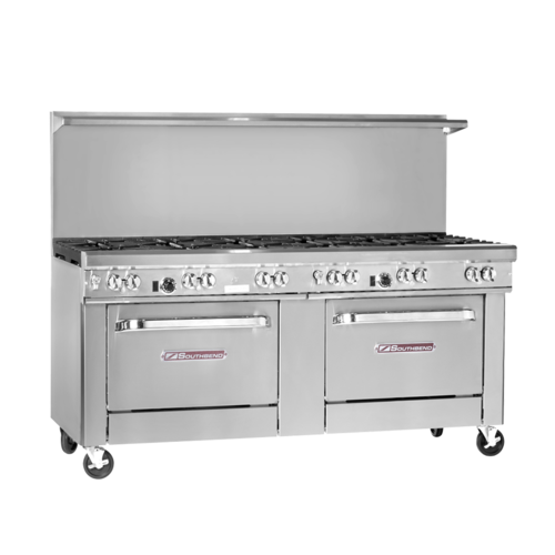 Southbend 4721DD Ultimate Restaurant Range Gas 72 Inch 12 Non-Clog Burners 2 Standard Ovens Stainless Steel 486000 BTU