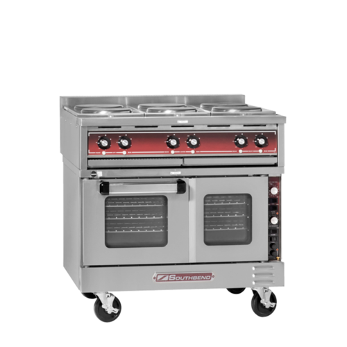 Southbend SE36T-BBB Heavy Duty Electric Range 36 Inch with 6 Round Hotplates TruVection Oven Stainless Steel