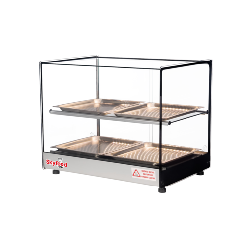 Skyfood Equipment FWDS2-22-4P Countertop Food Warmer Display Case 22-1/2 Inch Wide with Shelves and LED Lighting for Optimal Food Presentation