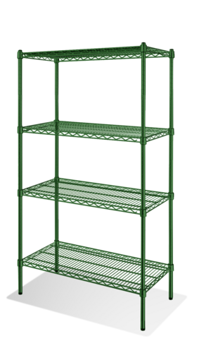 Steel Works SW1448G-4 Heavy Duty Wire Shelving Unit 4-Tier 14"x48" 800 lbs Capacity Epoxy Coated Green NSF
