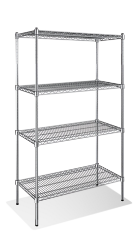 Steel Works SW1448C-4 Heavy Duty Wire Shelving Unit 4-Tier 14"x48" 800 lbs Capacity Chrome NSF