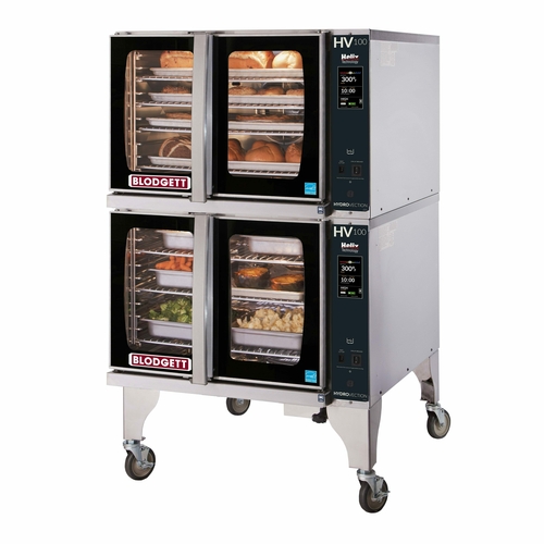 Blodgett HVH-100G DBL HydroVection Oven with Helix Technology Gas Double Stacked Full Size 10 Pan Capacity Black Glass Doors