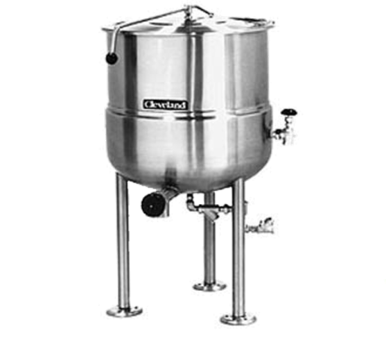 Cleveland Range KDL200 Kettle Direct Steam 200 Gallon Capacity 2/3 Steam Jacket Open Tri-Leg Base Stainless Steel Finish