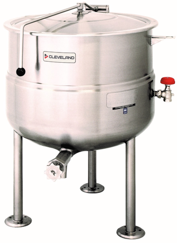 Cleveland Range KDL40 Kettle Direct Steam 40 Gallon Capacity 2/3 Steam Jacket 316 Stainless Steel Open Tri-Leg Base