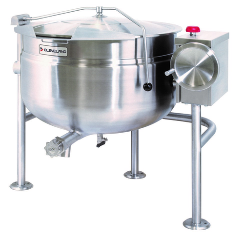 Cleveland Range KDL40TSH Short Series Steam Jacketed Kettle Direct Steam Tilting 40 Gallon Capacity 316 Stainless Steel