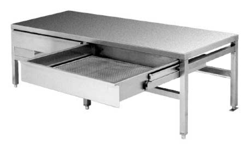 Cleveland Range ST42 Equipment Stand open base with sliding drain drawer and splash screen stainless steel top and legs