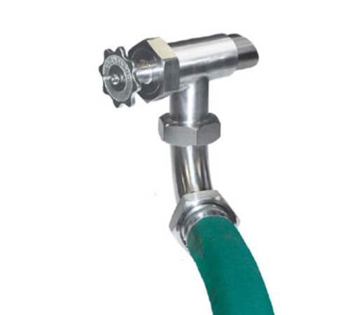 Cleveland Range TD2A45 2 Inch Tangent Draw-Off Valve with ACME Thread 45 Degree Elbow 8 Foot Length of 2 Inch ID Hose Hose Clamp