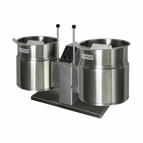 Cleveland Range TKET6T Tilting Kettle Electric Twin Unit Countertop 6 Gallon Capacity 2/3 Steam Jacket Design