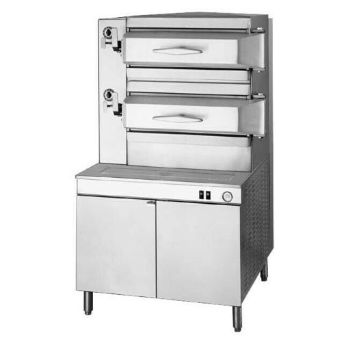 Cleveland Range PGM3003 Pressure Steamer Gas 36 Inch Cabinet Base 3 Compartments 8 Pan Capacity Manual Controls Stainless Steel