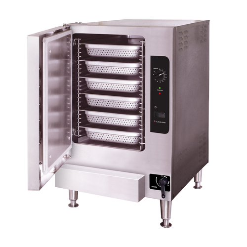 Cleveland Range 22CGT6.1NATEZTQS Quickship SteamChef 6 Convection Steamer Natural Gas Boilerless Countertop 1 Compartment 6 Full Size Pan Capacity