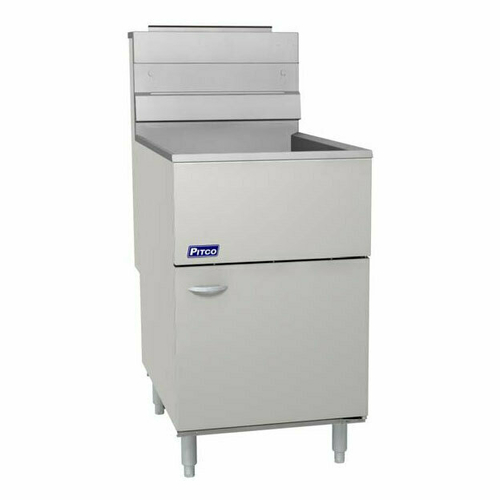 Pitco 65C+S Fryer gas floor model 65-80 lb fat capacity millivolt control stainless steel tank door front 150000 BTU CSA Flame CSA Star NSF