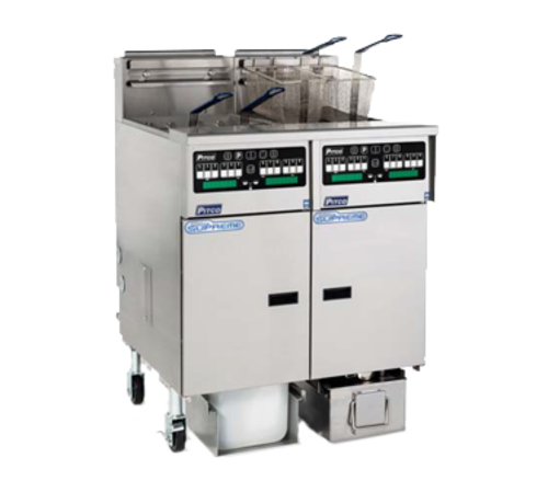 Pitco SSHLV14C-4/FD Solstice Supreme Reduced Oil Volume Fryer System Gas 4 Fryers 32 lb Oil Capacity Computer Controls
