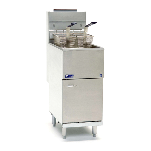 Pitco 40D Gas Fryer Floor Model 40-45 lb Oil Capacity Millivolt Control Stainless Steel Tank 107000 BTU