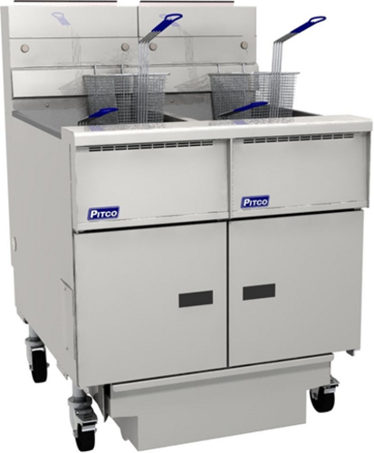 Pitco SG18-2FD Solstice Prepackaged Fryer System High Power Gas 70-90 lb Oil Capacity Stainless Steel Tank