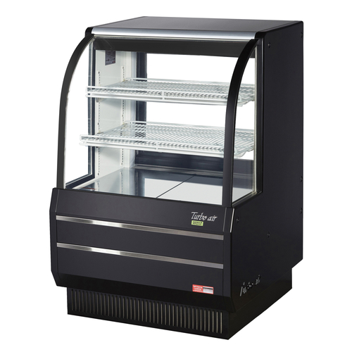 Turbo Air TCGB-36DR-WB Bakery Case Non-Refrigerated 36-1/2 W Curved Front Glass LED Lighting Adjustable Shelves