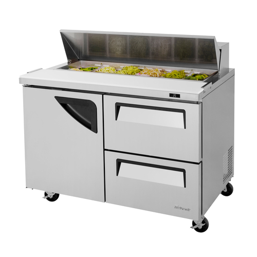 Turbo Air TST-48SD-D2-N Super Deluxe Sandwich Salad Unit Stainless Steel 12 Pan 12 Cu Ft Refrigeration System