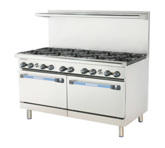Turbo Air TAR-10 Radiance Restaurant Range Gas 60 Inch 10 Burners 2 Ovens Stainless Steel 390000 BTU