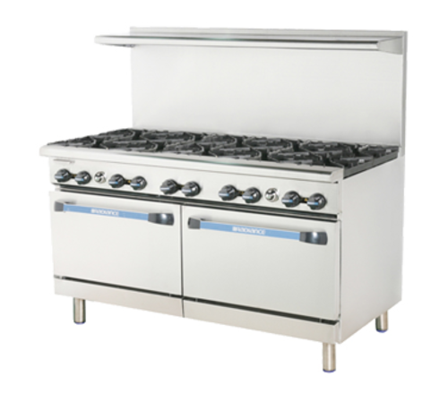 Turbo Air TAR-10 Radiance Restaurant Range Gas 60 Inch 10 Burners 2 Ovens Stainless Steel 390000 BTU