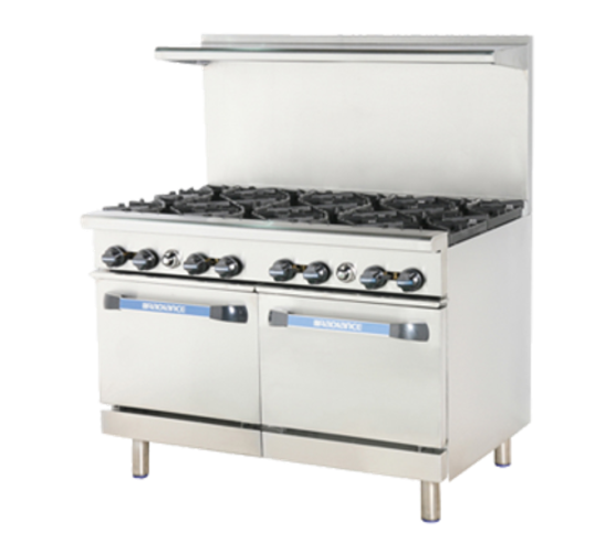 Turbo Air TAR-8 Radiance Restaurant Range Gas 48 Inch 8 Burners 2 Ovens Stainless Steel 326000 BTU CSA Sanitation
