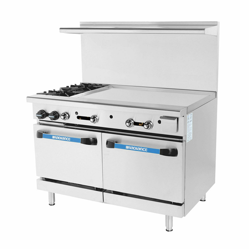 Turbo Air TARG-2B36G Radiance Restaurant Range Gas 48 Inch with 2 Open Burners and 36 Inch Griddle