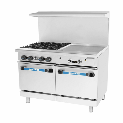 Turbo Air TARG-4B24G Radiance Restaurant Range Gas 48 Inch with 4 Open Burners and 24 Inch Griddle