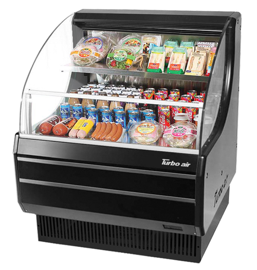 Turbo Air TOM-30LW(B)-N Horizontal Open Display Merchandiser 5.1 cu ft Low Profile Self Cleaning Condenser