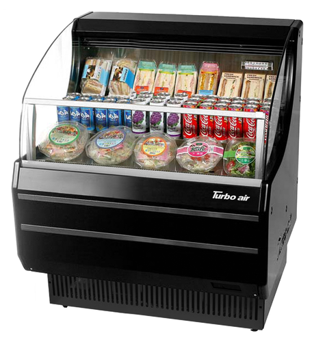 Turbo Air TOM-30SWB Horizontal Open Display Merchandiser 4.7 cu ft Slim-Line Self-Cleaning Condenser 115V