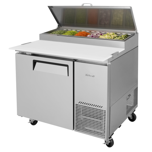 Turbo Air TPR-44SD-N Super Deluxe Pizza Prep Table 44 inch Stainless Steel with Condiment Pans and Cutting Board
