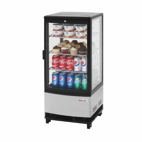Turbo Air CRT-77-1R-N Diamond Glass Merchandiser Countertop 3.0 cu ft with 3 Stainless Steel Shelves and LED Lighting