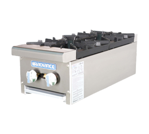 Turbo Air TAHP-12-2 Radiance Hotplate Countertop Gas 12 Inch Wide 2 Burners Manual Controls Stainless Steel