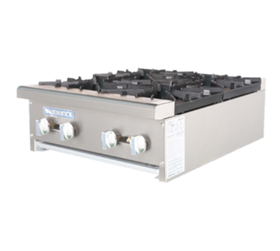 Turbo Air TAHP-24-4 Radiance Hotplate Gas Countertop 24 Inch 4 Burner Manual Controls Heavy Duty Design