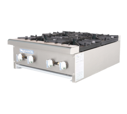 Turbo Air TAHP-24-4 Radiance Hotplate Gas Countertop 24 Inch 4 Burner Manual Controls Heavy Duty Design