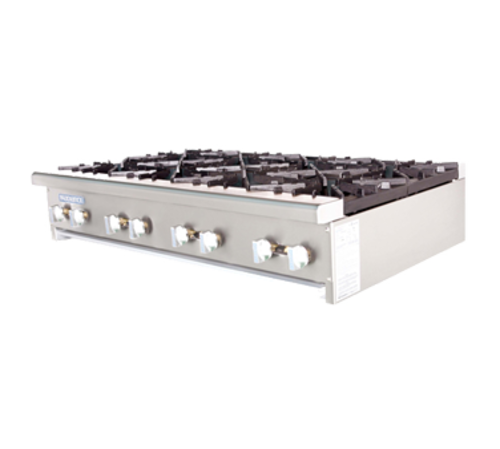 Turbo Air TAHP-48-8 Radiance Hotplate Countertop Gas 48 Inch 8 Burner Manual Controls Stainless Steel