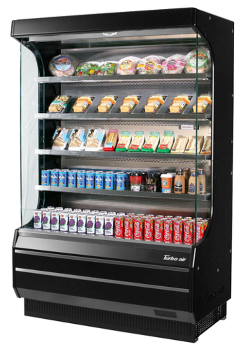 Turbo Air TOM-50W(B)-N Vertical Open Display Merchandiser 19 cu ft Capacity Self Cleaning Condenser LED Lighting