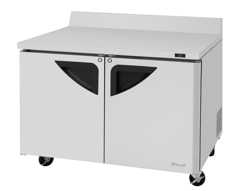 Turbo Air TWR-48SD-N Super Deluxe Worktop Refrigerator Two Section 12 Cu Ft Self Cleaning Condenser Stainless Steel