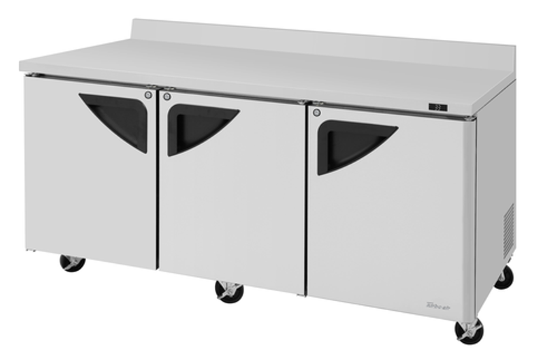Turbo Air TWR-72SD-N Super Deluxe Worktop Refrigerator 19 cu ft Self Cleaning Condenser 3 Locking Doors Stainless Steel