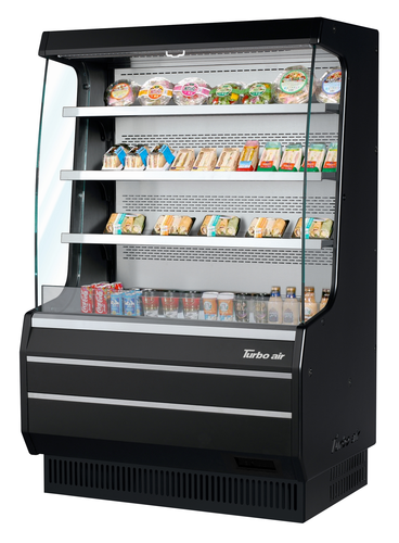 Turbo Air TOM-40MWB-N Vertical Open Display Merchandiser 9.3 cu ft Capacity Self Cleaning Condenser LED Lights