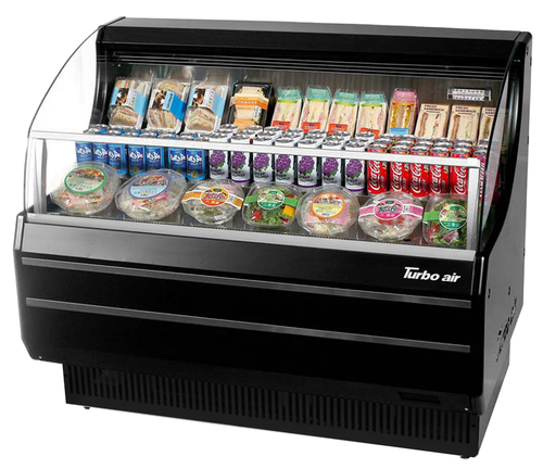 Turbo Air TOM-50SWB Horizontal Open Display Merchandiser 8.9 cu ft Capacity Self Cleaning Condenser 115V