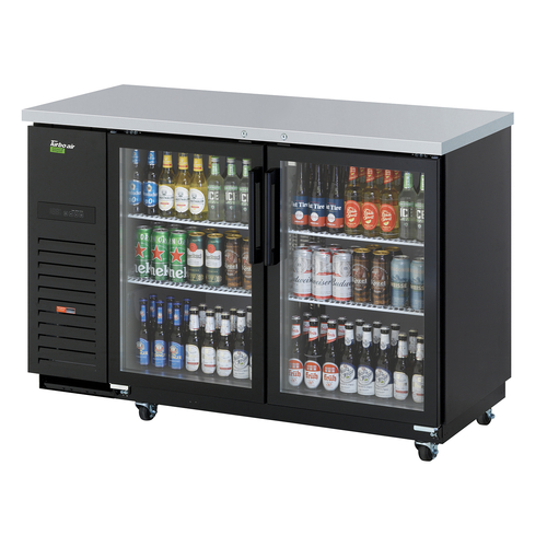 Turbo Air TBB-2SGD-N Super Deluxe Back Bar Cooler 58-3/4 inch Glass Doors 19 cu ft Self Cleaning Condenser