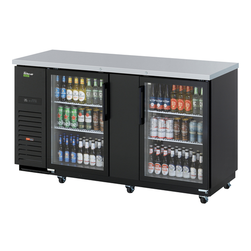 Turbo Air TBB-3SGD-N Super Deluxe Back Bar Cooler 69 inch 23 cu ft with Glass Doors and Adjustable Shelves