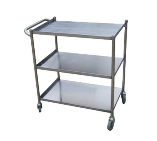 Turbo Air TBUS-1828E Utility Cart 18 x 28 3 Shelves 1 Push Pull Handle 430 Stainless Steel 4 Rubber Casters