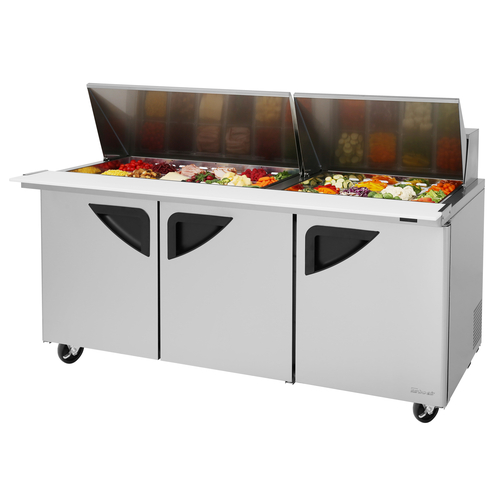 Turbo Air TST-72SD-30-N Super Deluxe Sandwich Salad Mega Top Unit 72 Inch Stainless Steel 30 Pan Opening