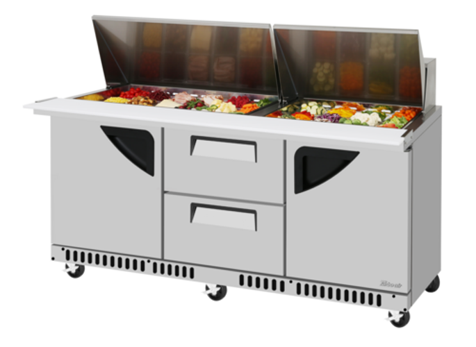 Turbo Air TST-72SD-30-LD2R-FB-N Super Deluxe Sandwich Salad Mega Top Unit Front Breathing 72 Inch Stainless Steel