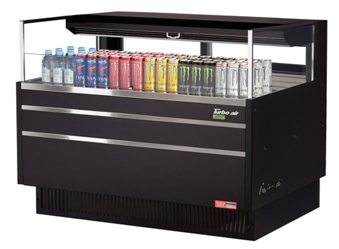 Turbo Air TOM-48L-UFD-WB1S-N Horizontal Open Display Merchandiser 6.3 cu ft Capacity Self Contained Refrigeration