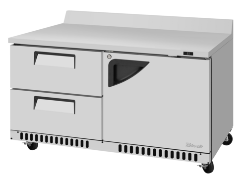 Turbo Air TWR-60SD-D2R(L)-FB-N Super Deluxe Worktop Refrigerator 60 inch Front Breathing 14.8 cu ft Stainless Steel