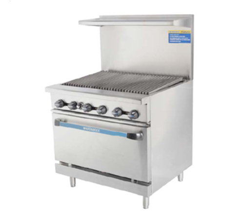 Turbo Air TAR-36RB-LP Radiance Heavy Duty Range LP Gas 36 Inch Radiant Broiler Top Stainless Steel Oven 122000 BTU