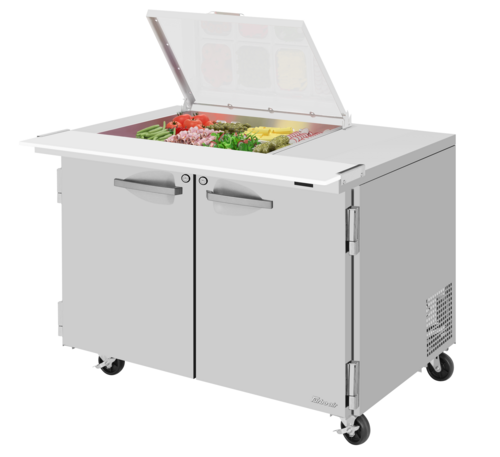 Turbo Air PST-48-12M-N-FCL PRO Series Sandwich Salad Mega Prep Work Station with Flat Clear Lid 48 inch