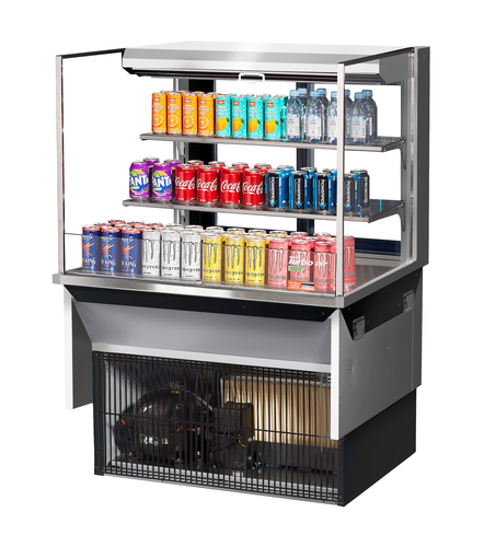 Turbo Air TOM-36L-UFD-S-3SI-N Drop-In Horizontal Open Display Case 11.1 cu ft Self-Contained Refrigeration