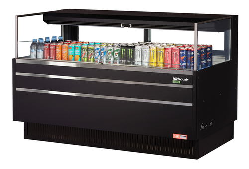 Turbo Air TOM-60L-UFD-WB1S-N Horizontal Open Display Merchandiser 8 cu ft Capacity Self Cleaning Condenser Rear Sliding Doors